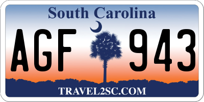 SC license plate AGF943