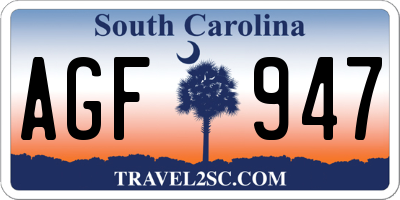 SC license plate AGF947