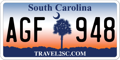 SC license plate AGF948