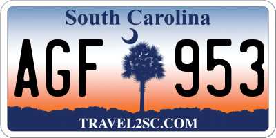 SC license plate AGF953