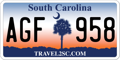 SC license plate AGF958
