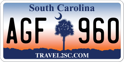 SC license plate AGF960