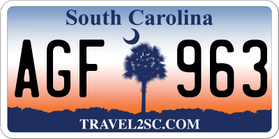 SC license plate AGF963