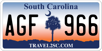 SC license plate AGF966