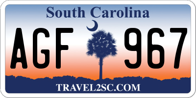 SC license plate AGF967