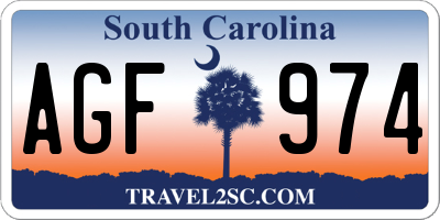 SC license plate AGF974