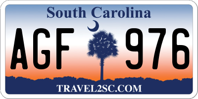 SC license plate AGF976