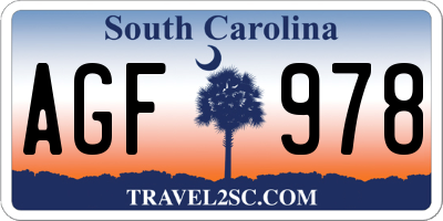 SC license plate AGF978