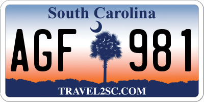 SC license plate AGF981
