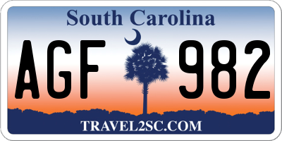SC license plate AGF982