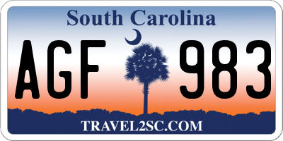 SC license plate AGF983