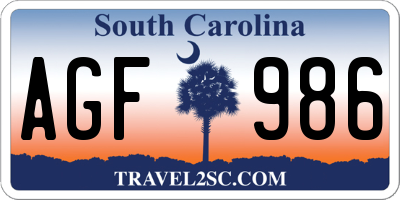 SC license plate AGF986