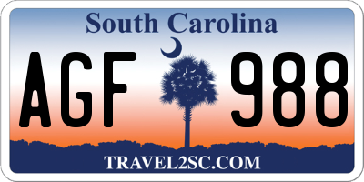 SC license plate AGF988