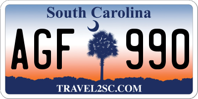 SC license plate AGF990