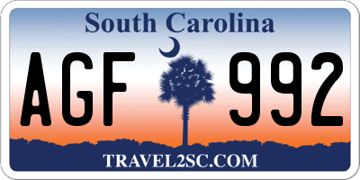 SC license plate AGF992