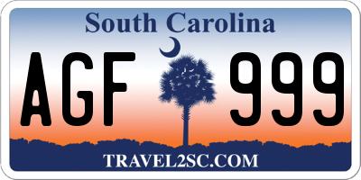 SC license plate AGF999