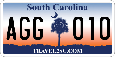 SC license plate AGG010
