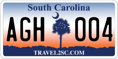 SC license plate AGH004