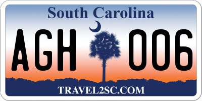 SC license plate AGH006