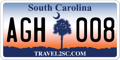 SC license plate AGH008