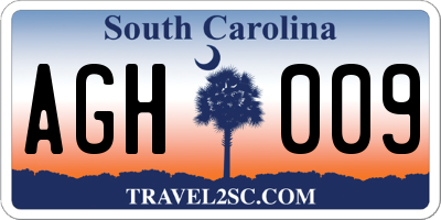 SC license plate AGH009