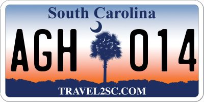 SC license plate AGH014