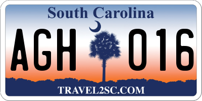 SC license plate AGH016
