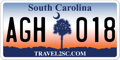 SC license plate AGH018