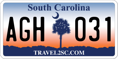 SC license plate AGH031
