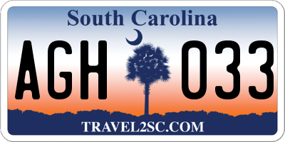 SC license plate AGH033
