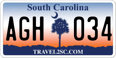 SC license plate AGH034