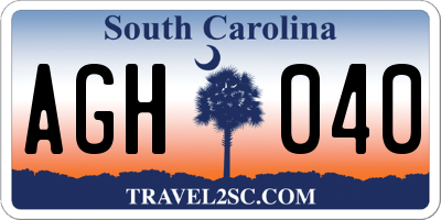 SC license plate AGH040