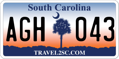 SC license plate AGH043