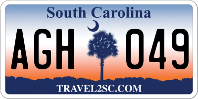 SC license plate AGH049