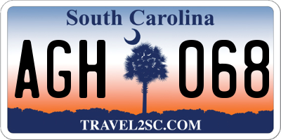 SC license plate AGH068