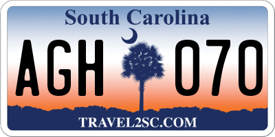 SC license plate AGH070