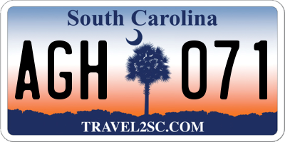 SC license plate AGH071