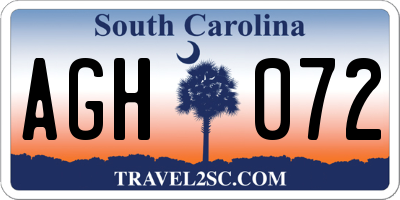 SC license plate AGH072