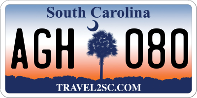 SC license plate AGH080