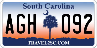 SC license plate AGH092