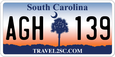 SC license plate AGH139
