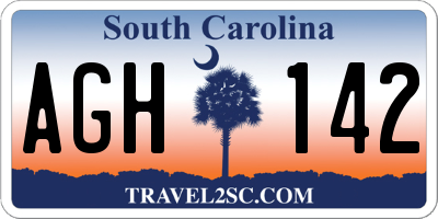 SC license plate AGH142