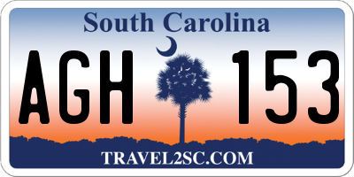 SC license plate AGH153