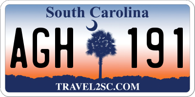 SC license plate AGH191