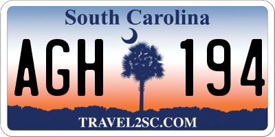 SC license plate AGH194