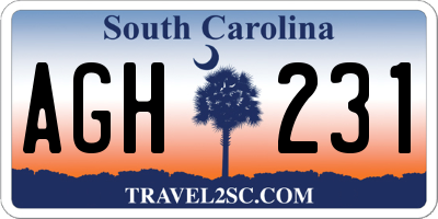 SC license plate AGH231