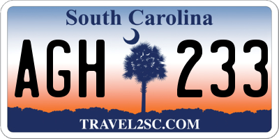 SC license plate AGH233