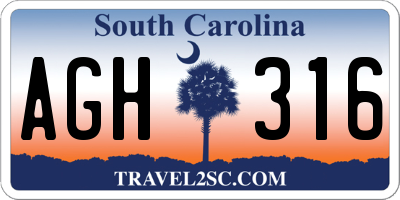 SC license plate AGH316