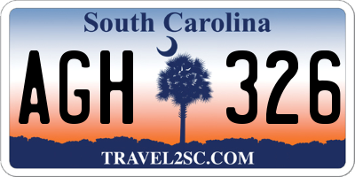 SC license plate AGH326