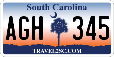 SC license plate AGH345